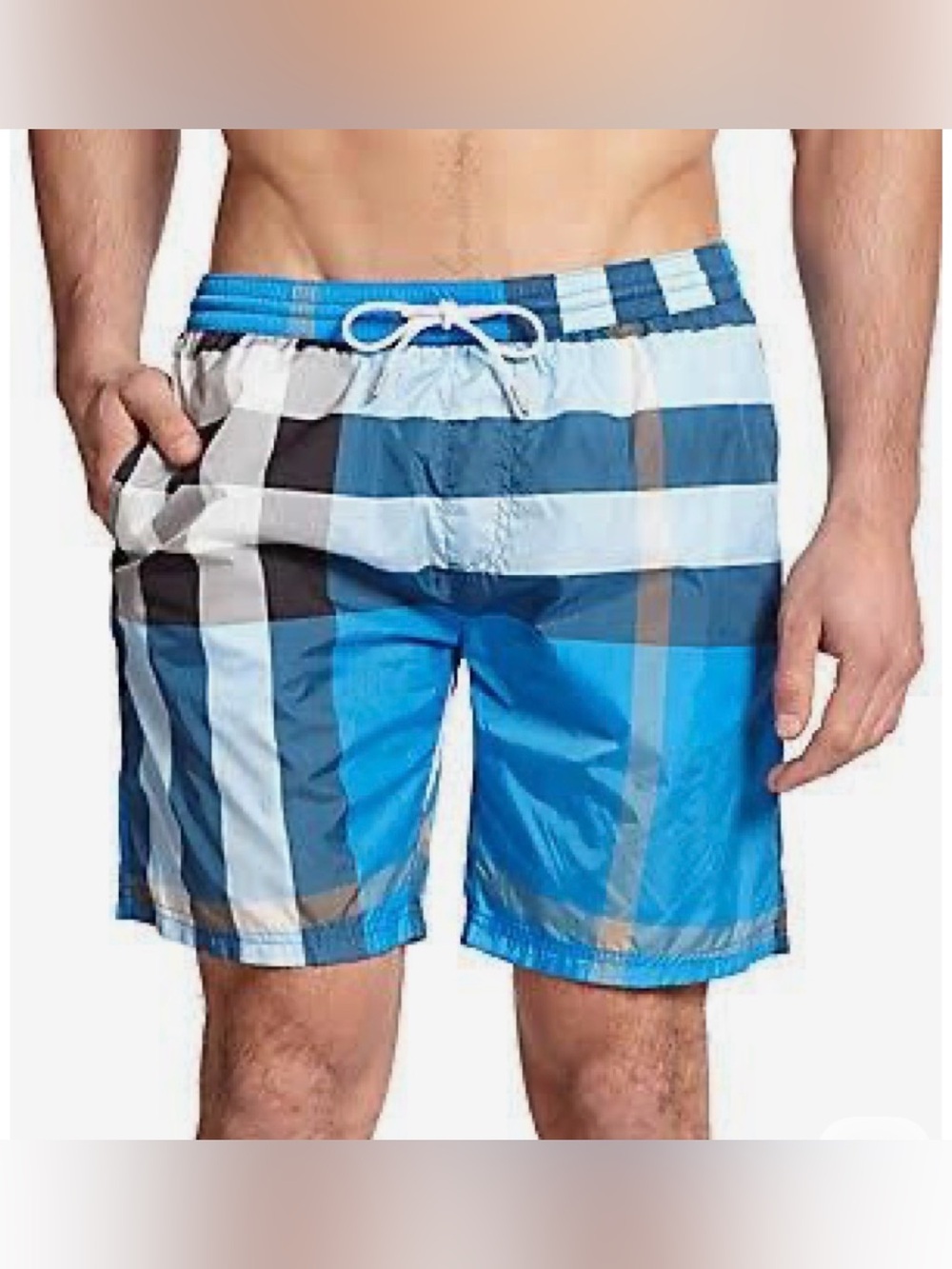 BURBERRY BRIT Men’s Blue Plaid Swim Trunks Size XL